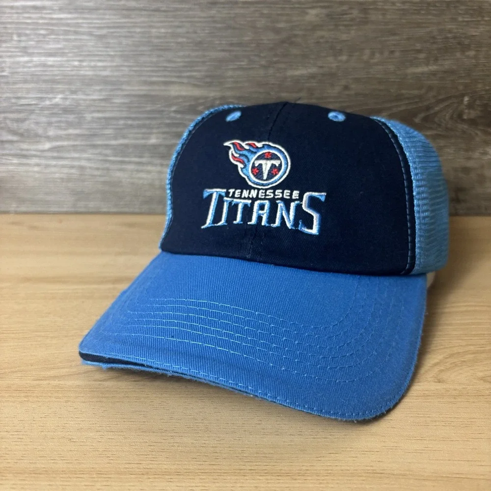 Tennessee Titans Hat Cap Snap Back Blue Black NFL Football Trucker Mesh Mens